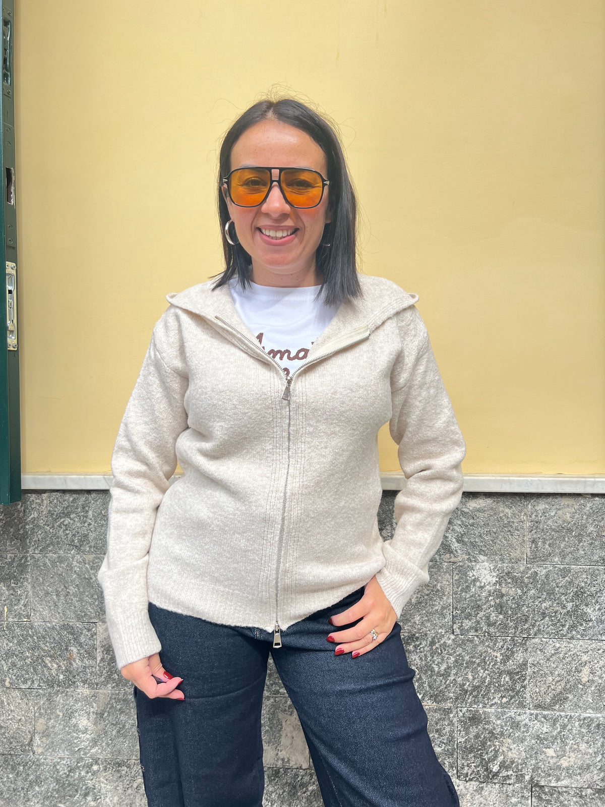 Cardigan Cappuccio Melange 65793