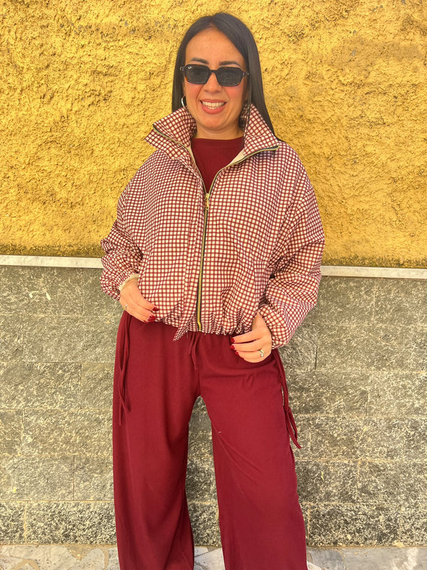 Bomber Quadri Bordeaux 141708