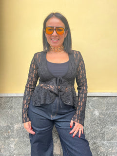 Cardigan Merletto Nero