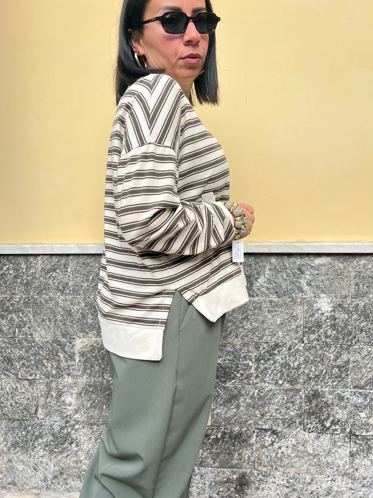 Maglia Righe Verde 6732