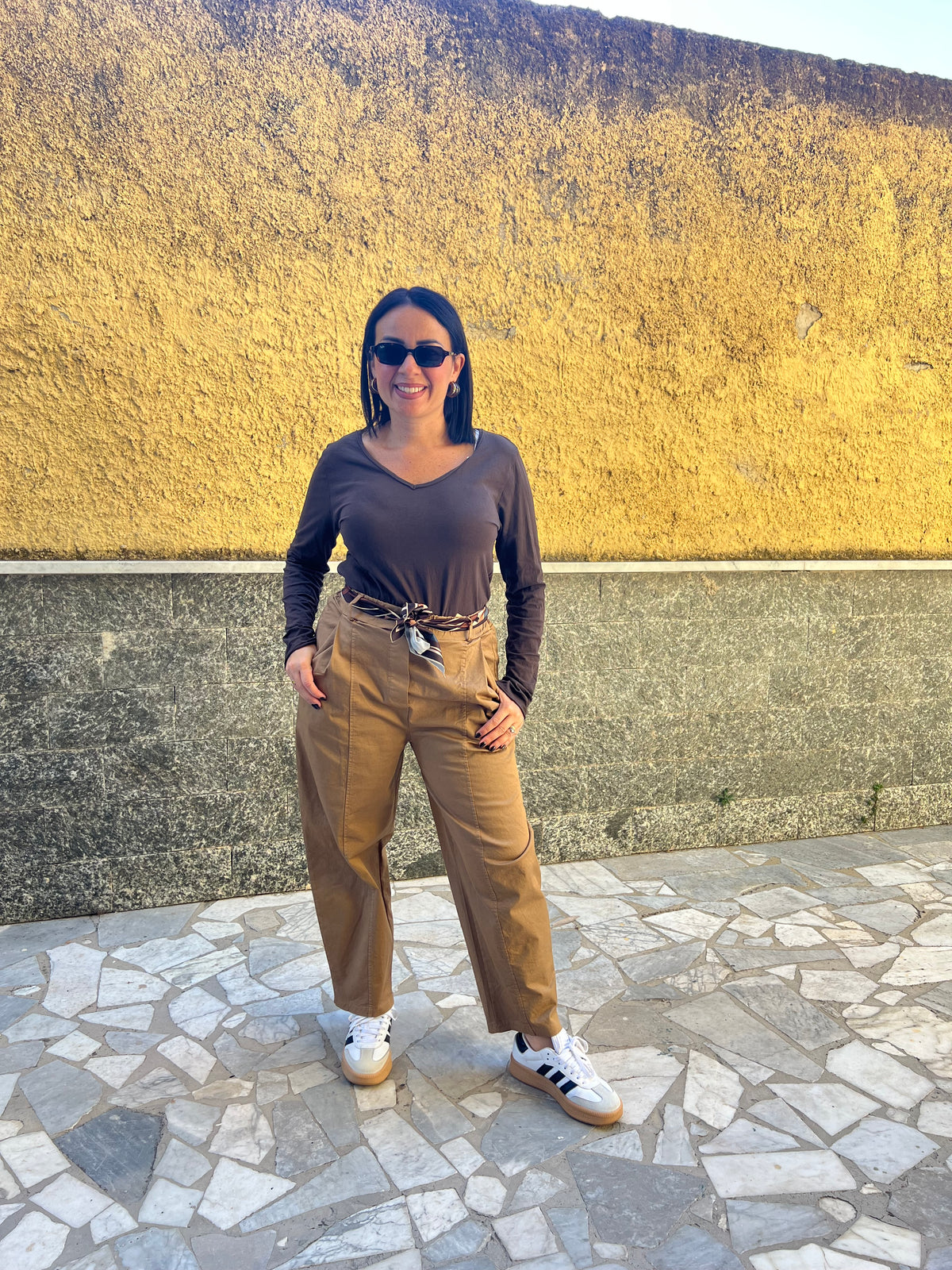 Pantaloni foulard 111342 Camel