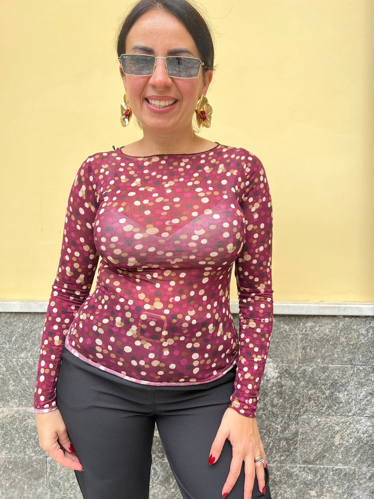 Maglia Misto Cashmere Tris Poic Bordeaux 7854