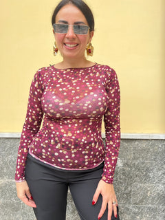 Maglia Misto Cashmere Tris Poic Bordeaux 7854