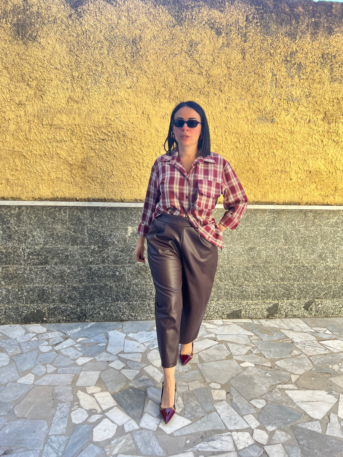 Pantaloni ecopelle Bordeaux  91098