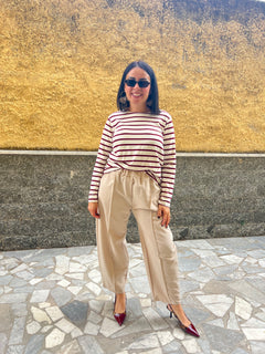Maglia Patty righe Bordeaux & panna 55671