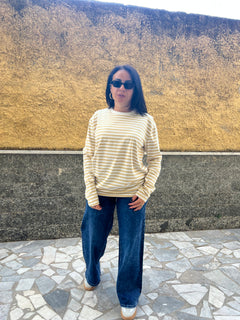 Maglia righe Beige 5610
