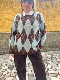 Pull Rombi Marrone & Celeste 851037