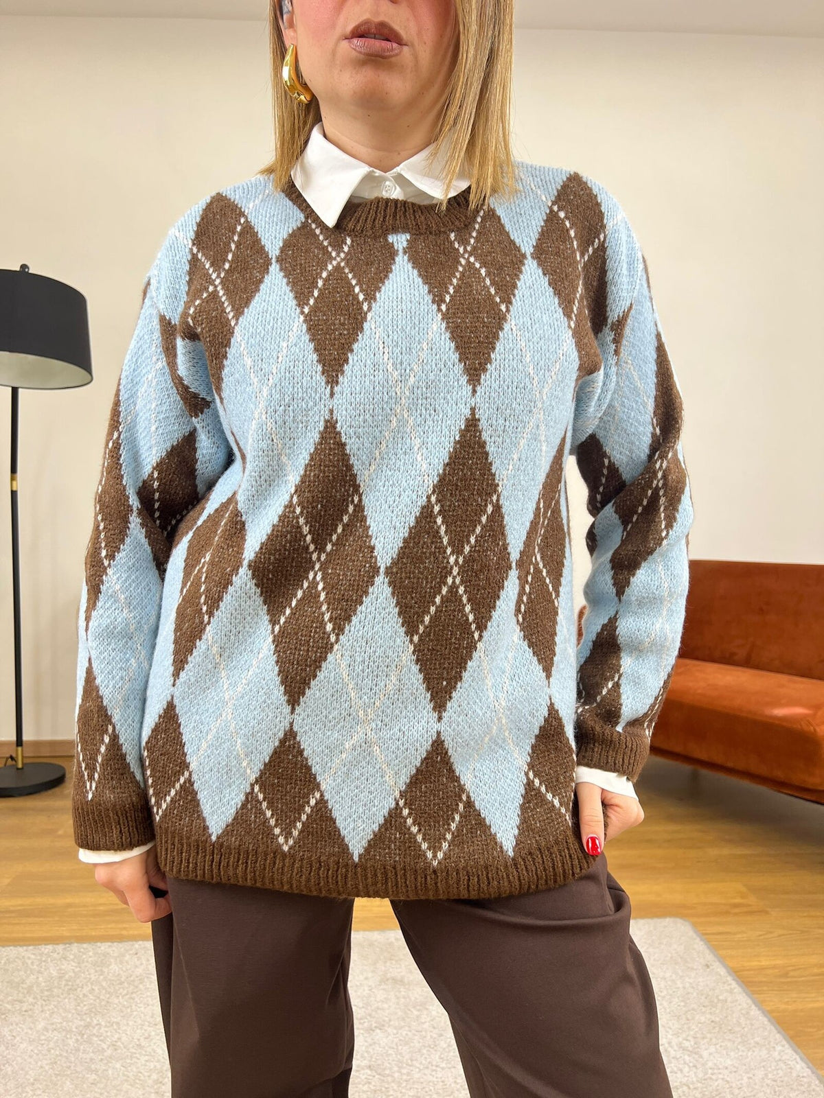 Pull Rombi Marrone & Celeste 851037
