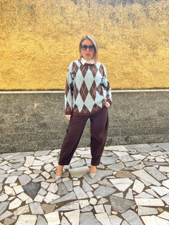 Pull Rombi Marrone & Celeste 851037