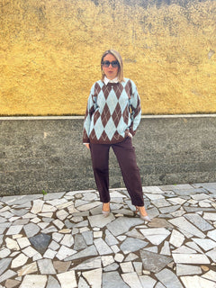 Pull Rombi Marrone & Celeste 851037