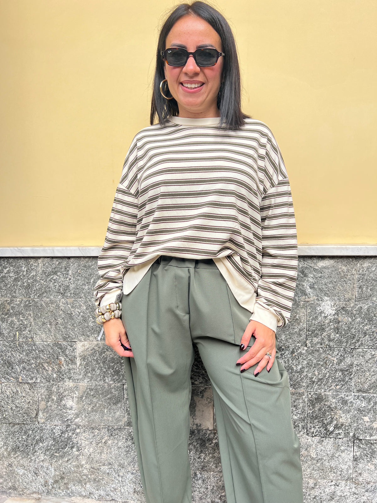 Maglia Righe Verde 6732