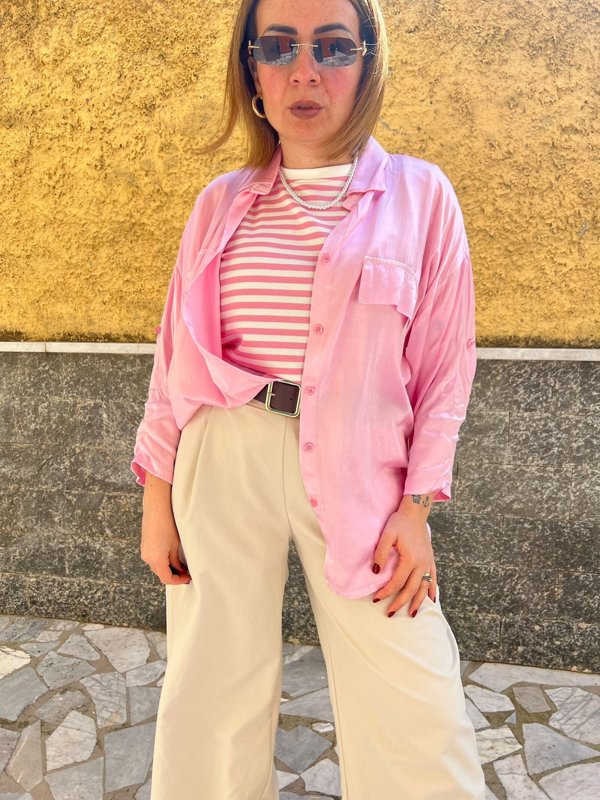 Camicia Satin Rosa