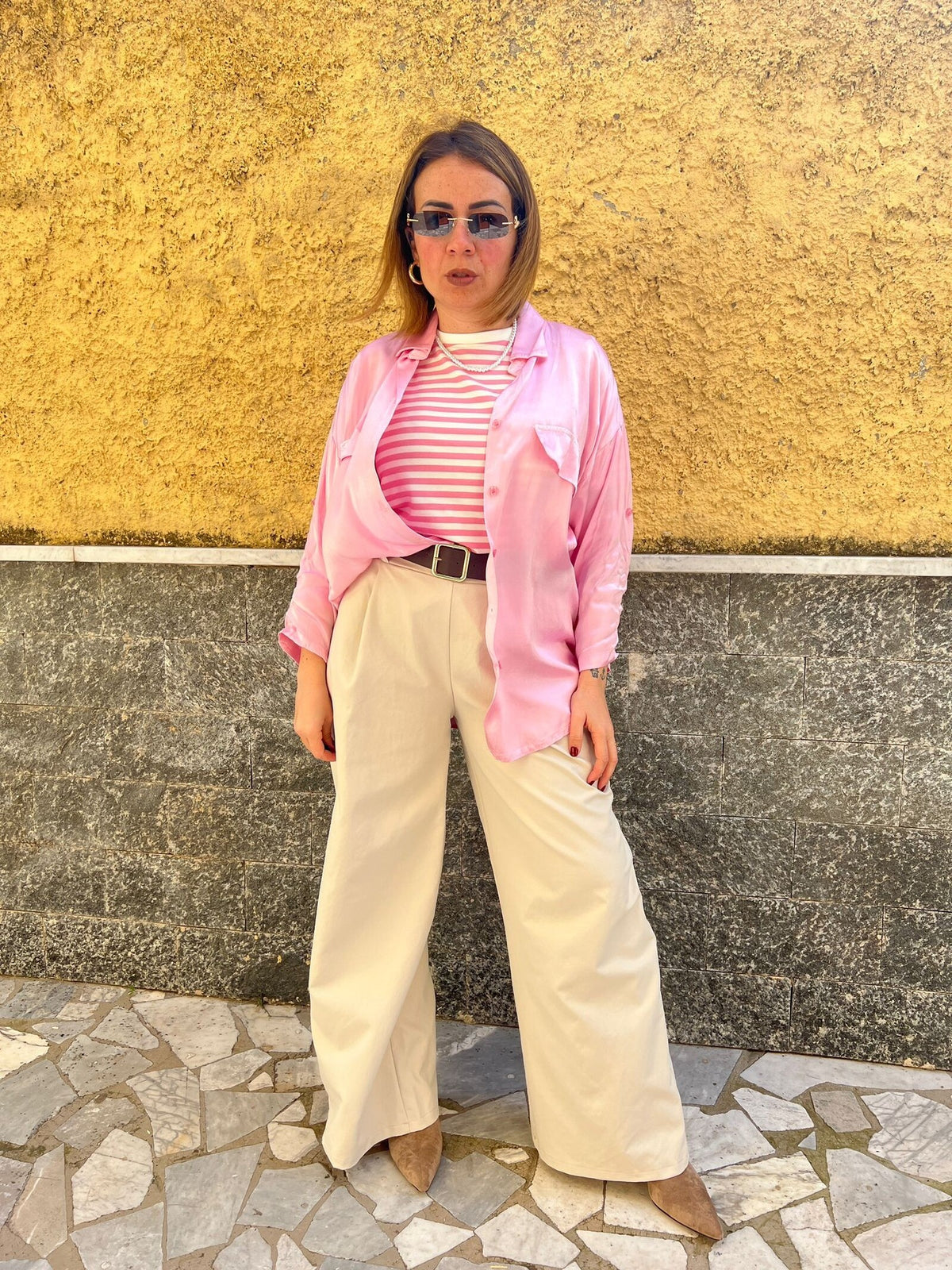Camicia Satin Rosa