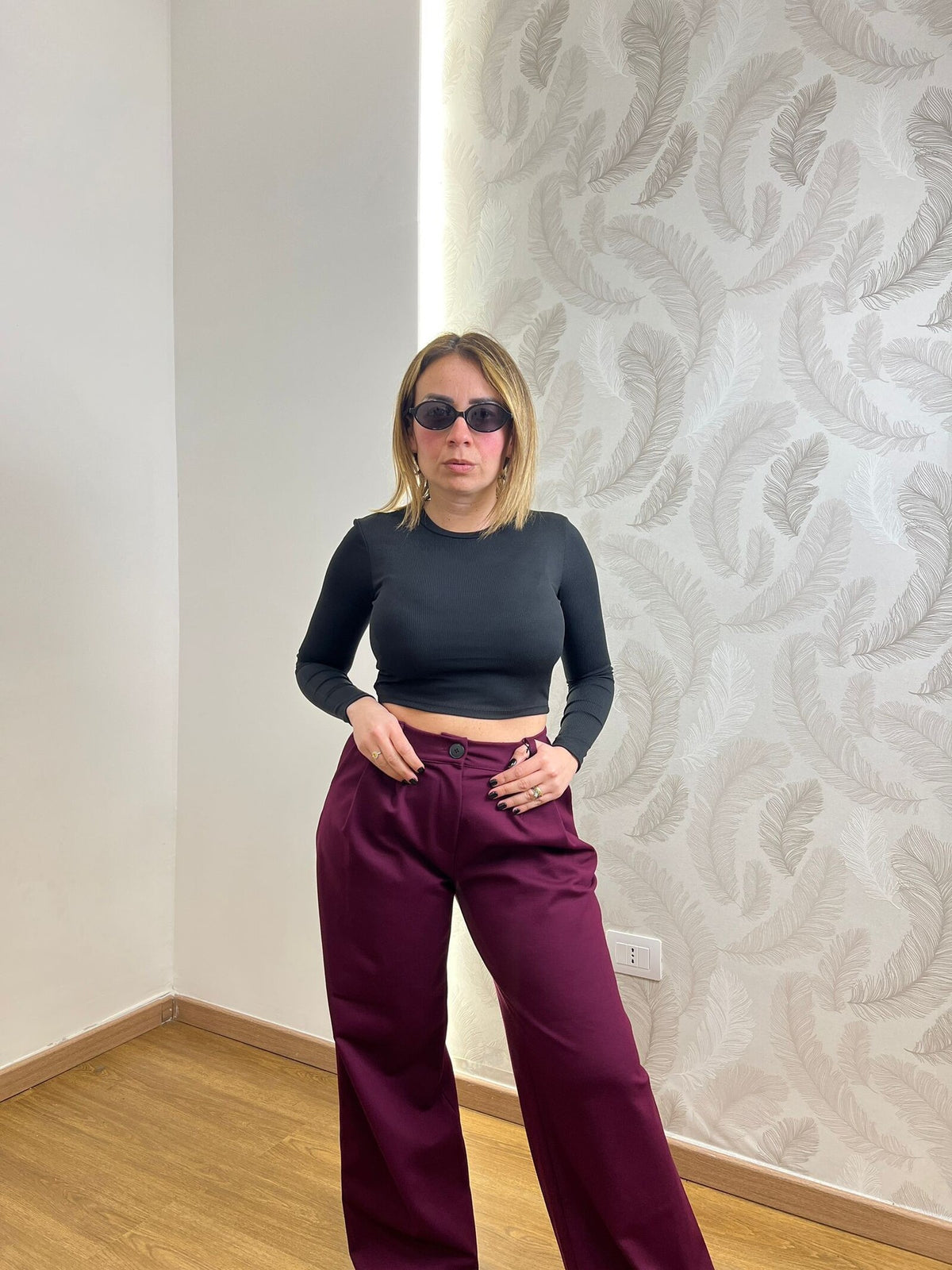 Pantaloni Bielastico Borgogna 9/1098