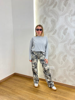 Jeans wide leg Camouflage 65793
