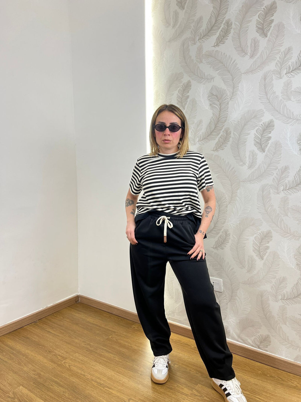 Pantaloni laccetto65793 Neri