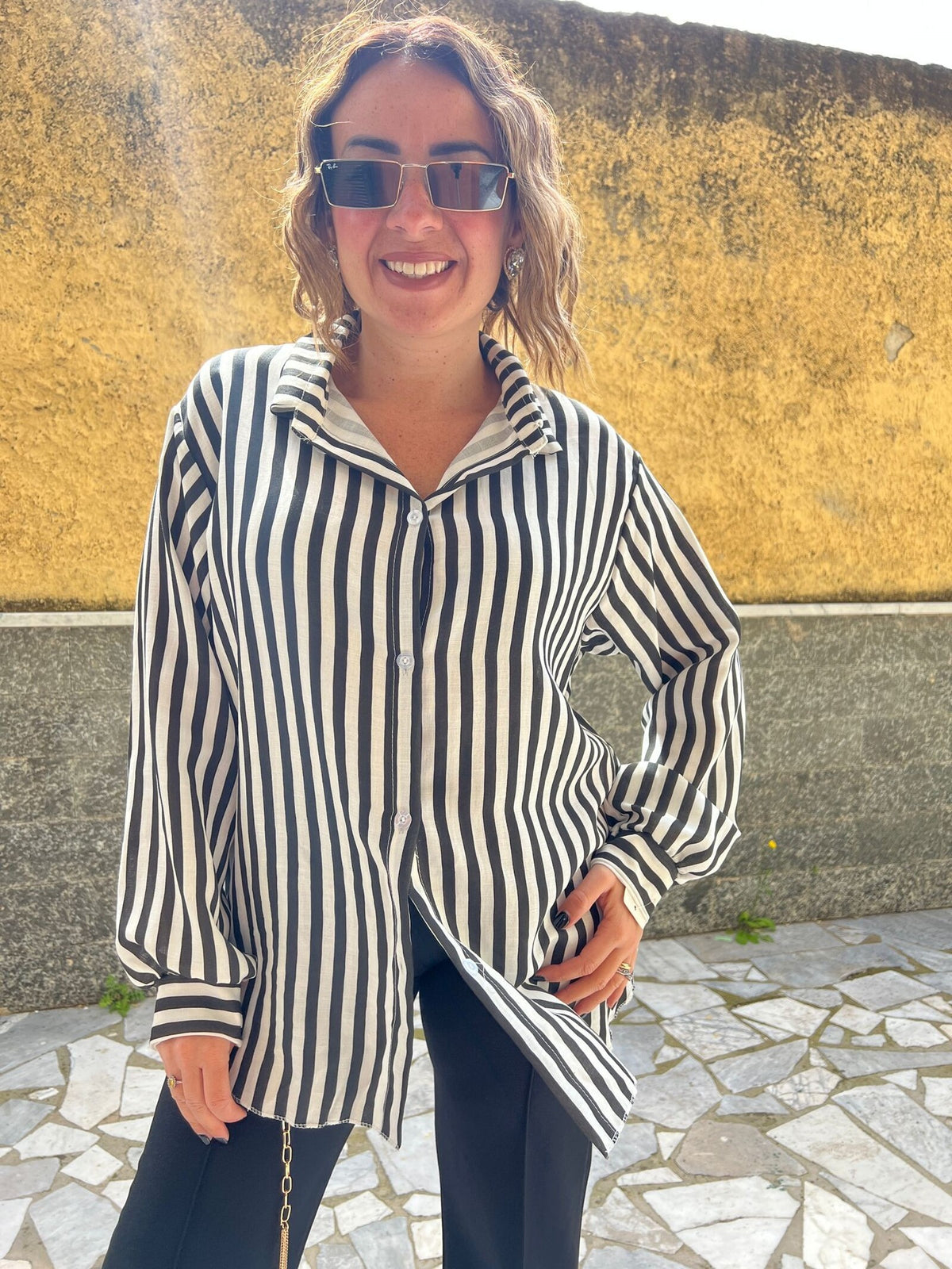 Camicia Righe Bianca/Nera