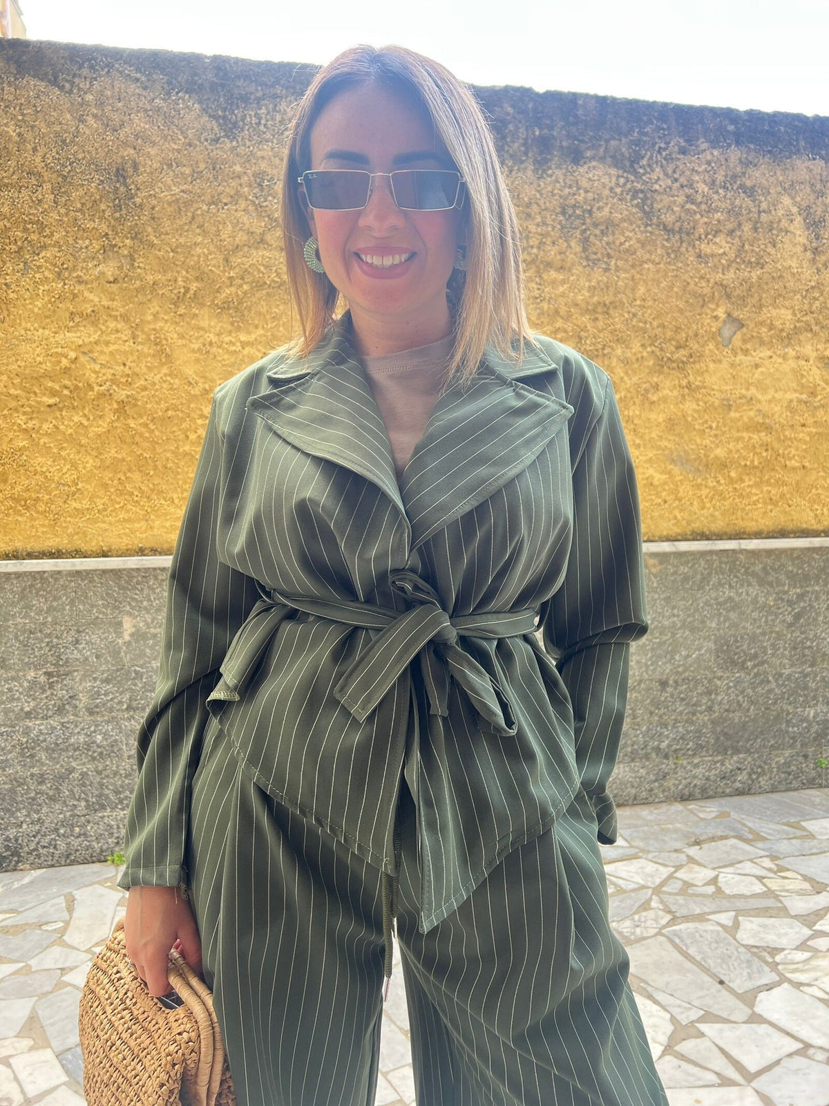 Giacca Gessata Verde 6732