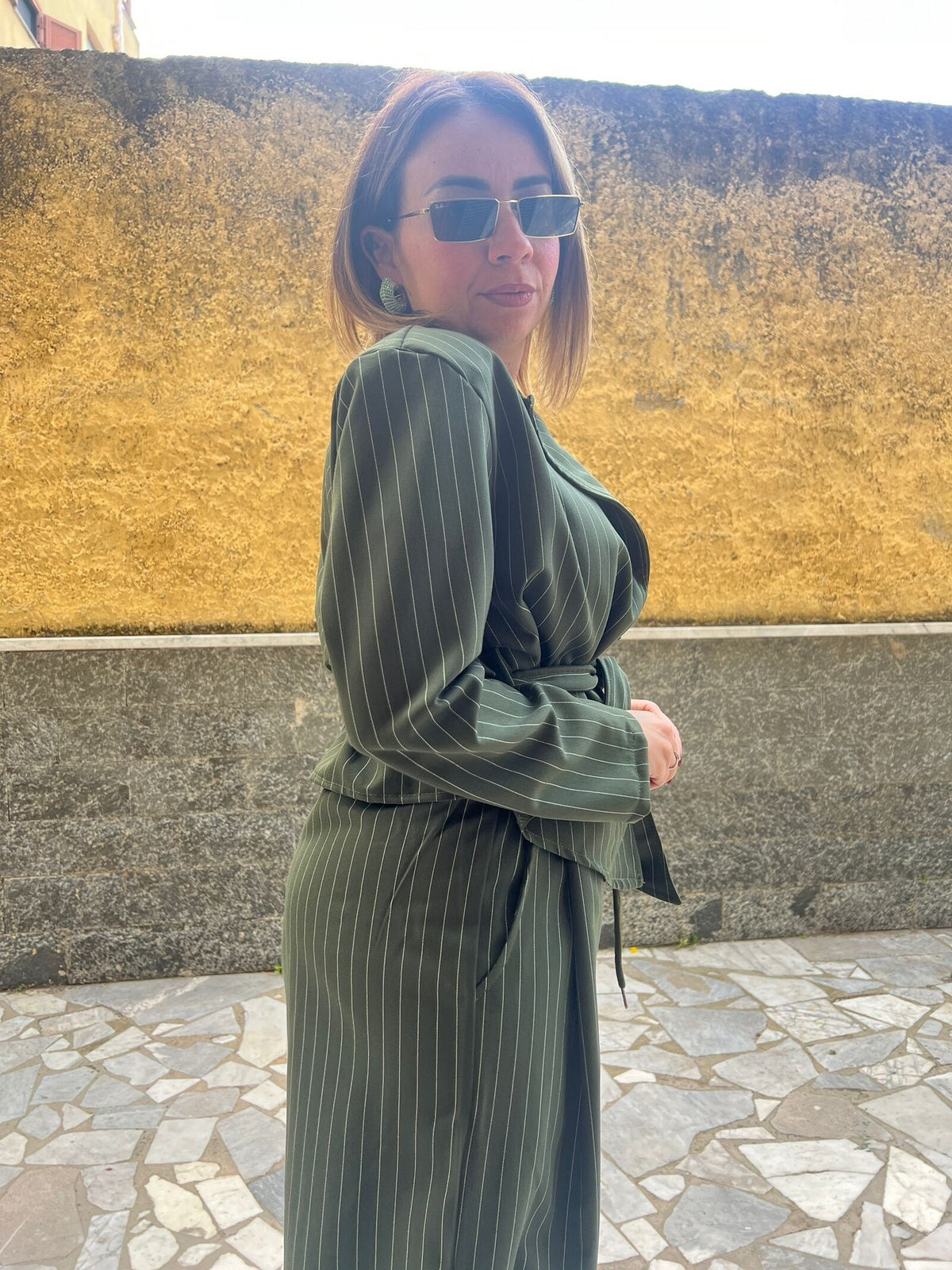 Giacca Gessata Verde 6732