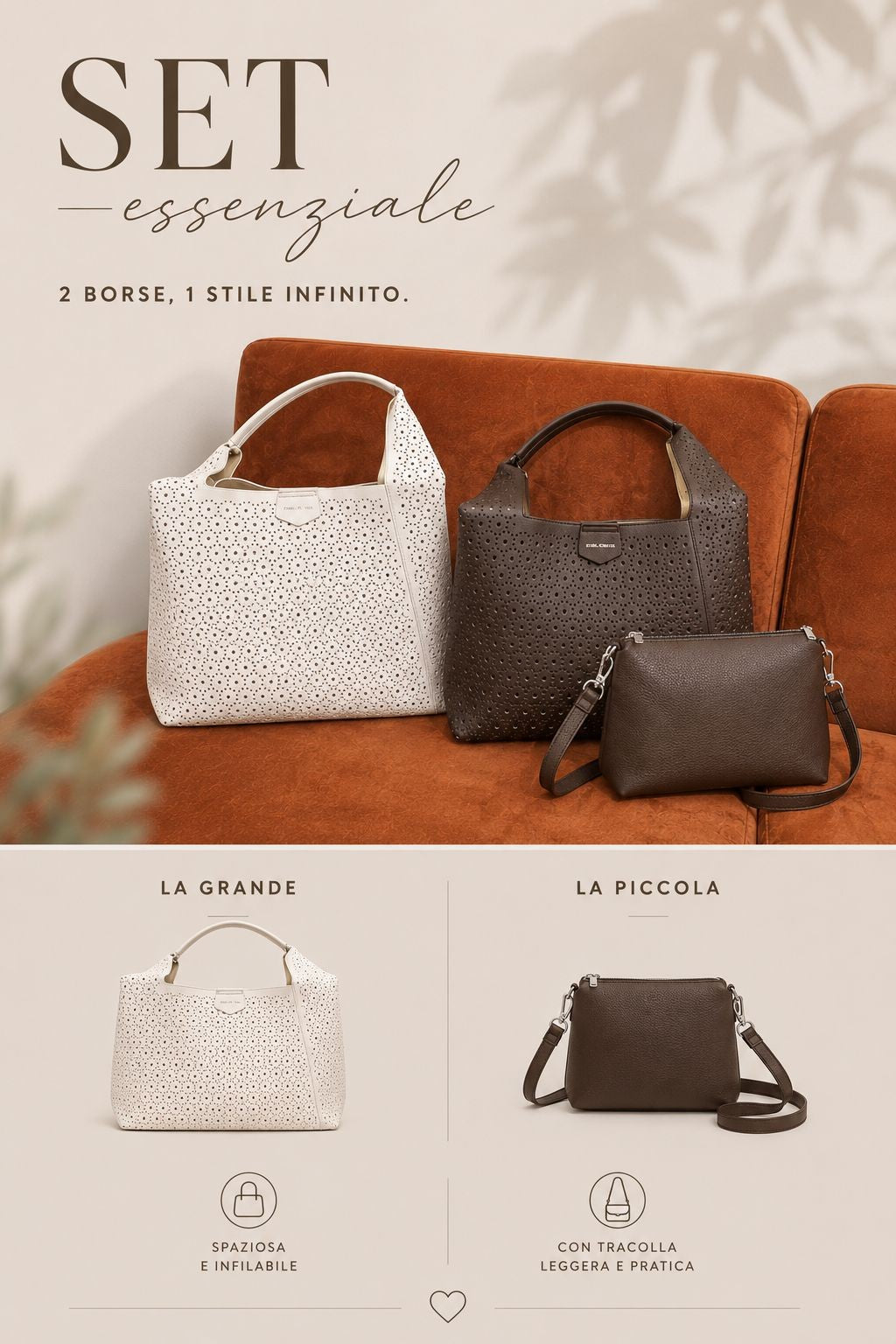 Set 2 Borse Regina Panna 101220
