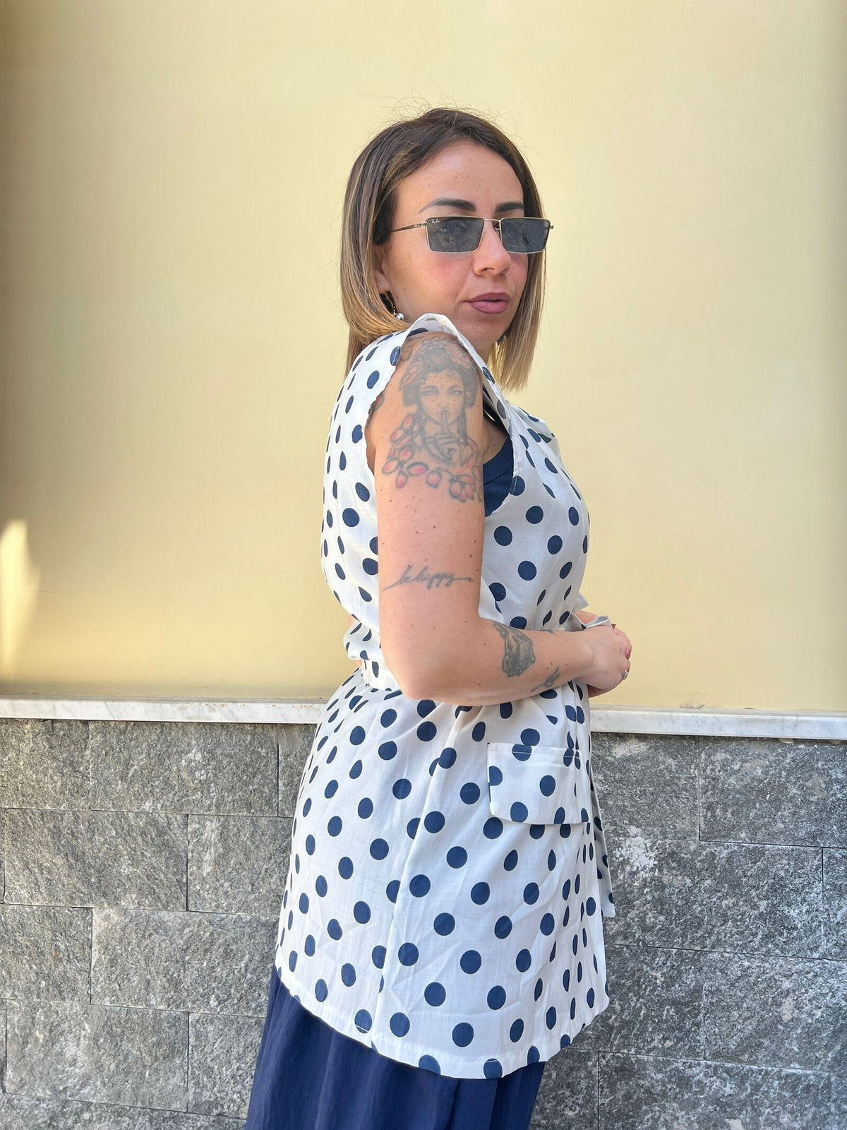 Gilet Pois Blu