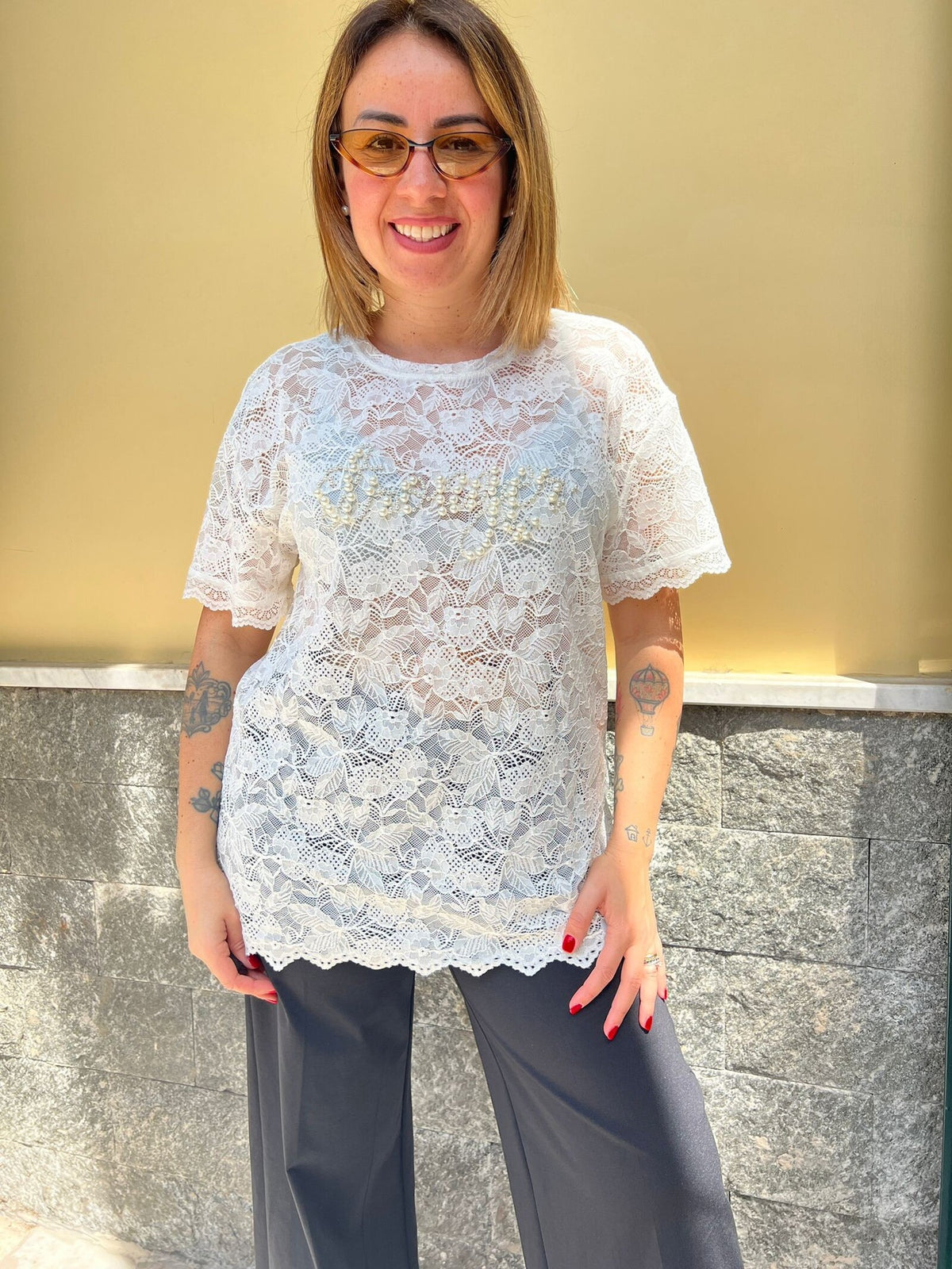 Maglia Merletto Bianca