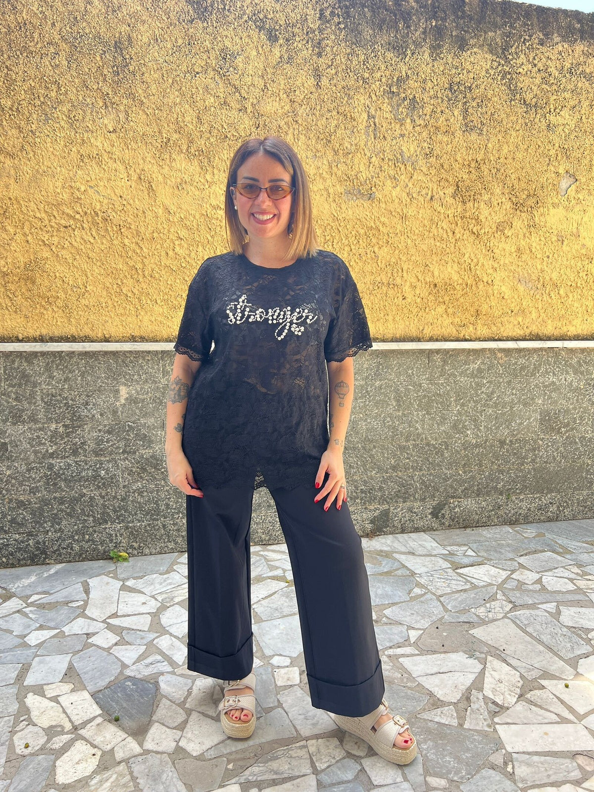 Maglia Merletto Nera