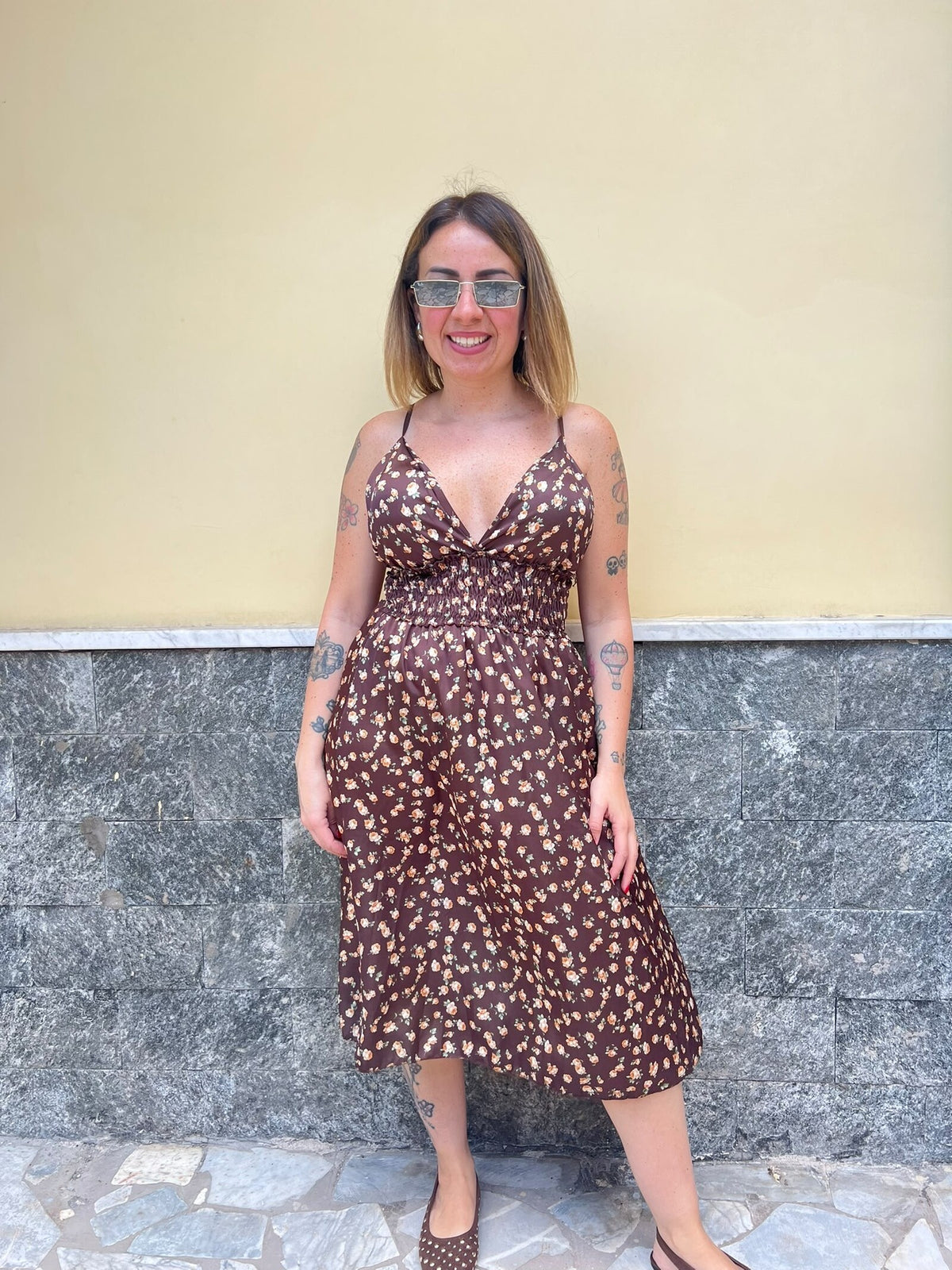 Abito Fiorellini Marrone
