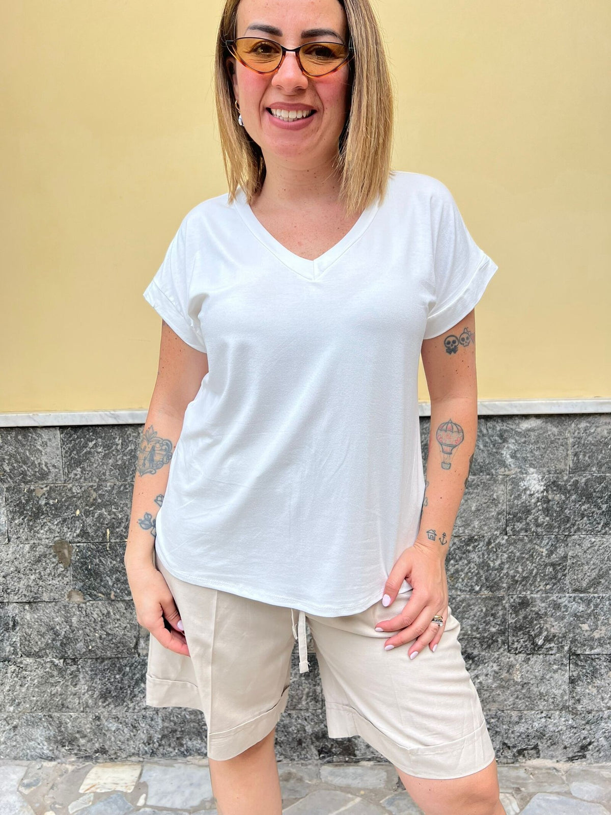Shirt Scollo V Bianca 35427
