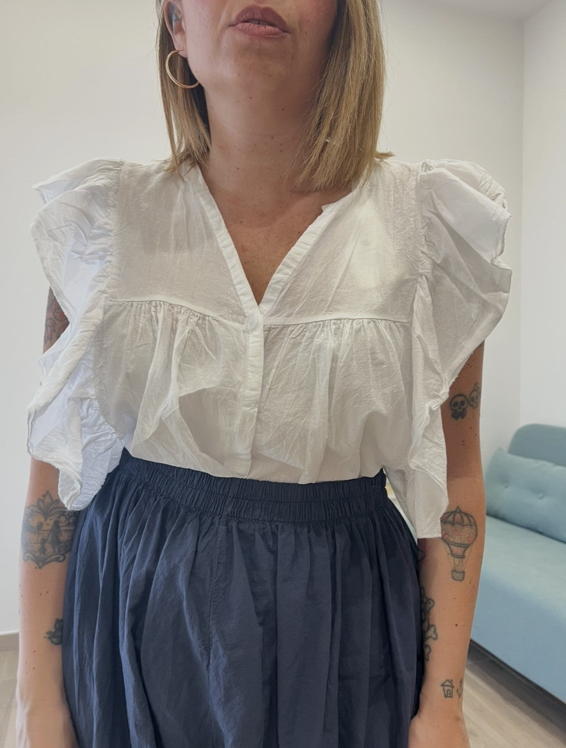 Camicia Volant Bianca 65793