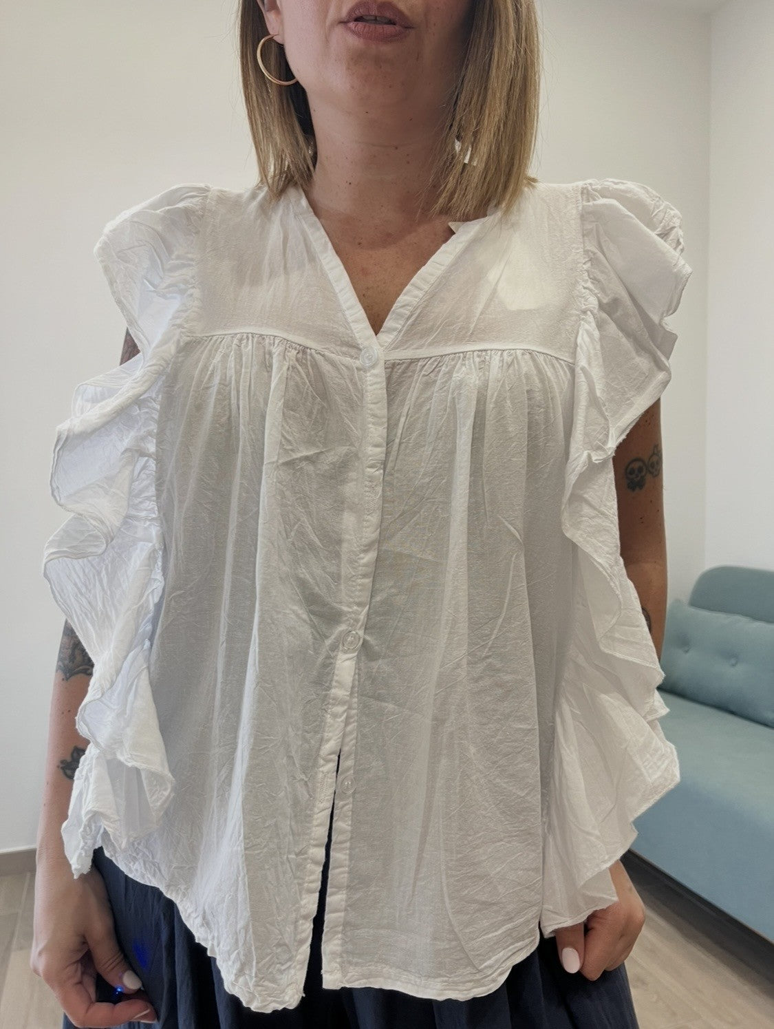 Camicia Volant Bianca 65793