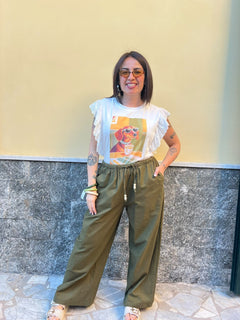 Pantaloni Perline Verde 8976