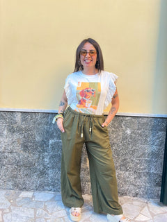 Pantaloni Perline Verde 8976