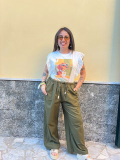 Pantaloni Perline Verde 8976