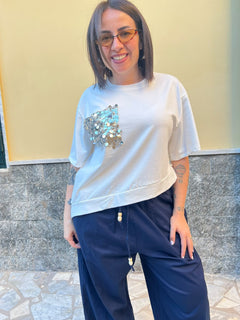 Shirt Taschino Pailettes Bianca 7854