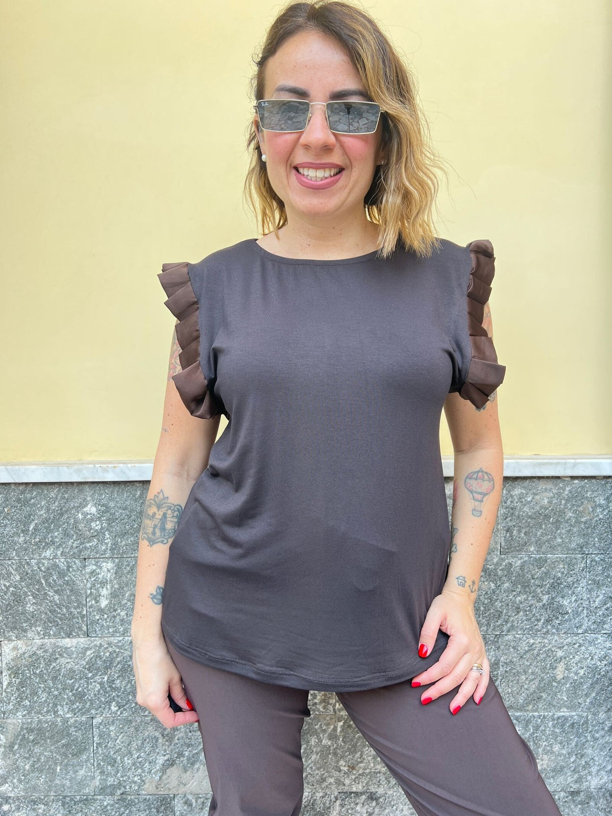 Shirt Plisse Marrone