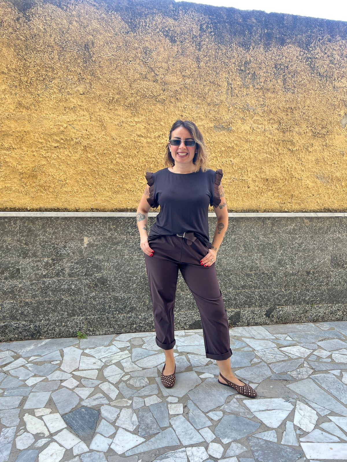 Shirt Plisse Marrone