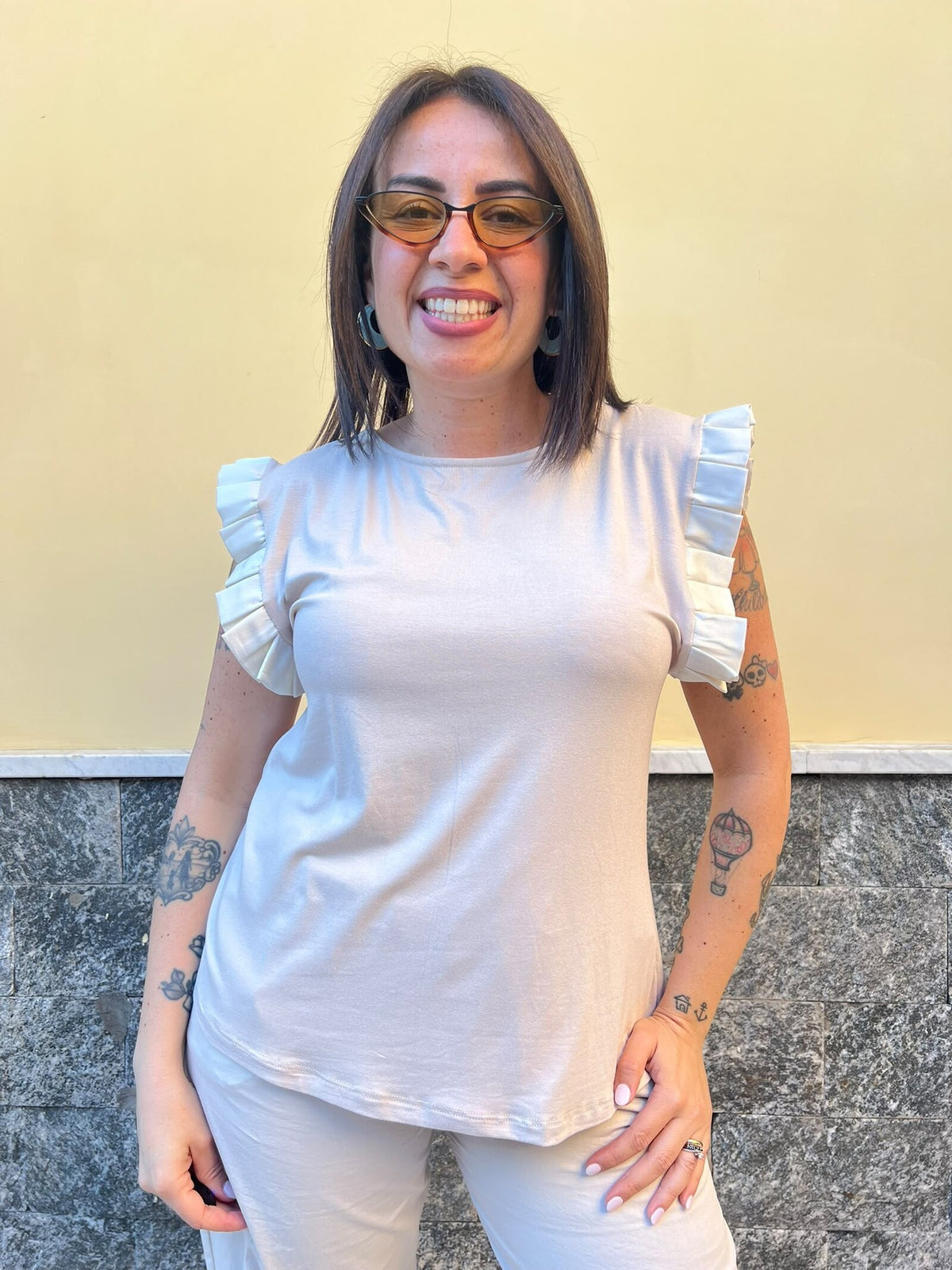 Shirt Plisse Beige