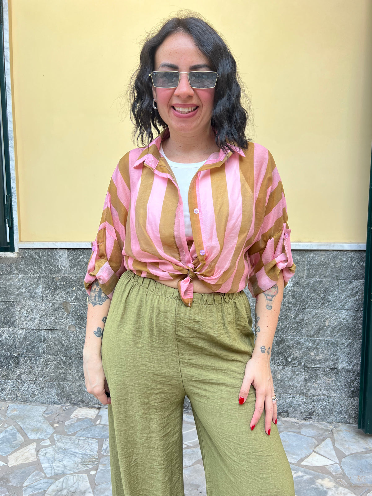 Camicia Righe Rosa 8976