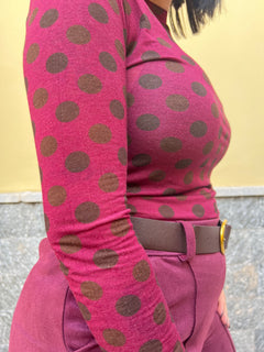 Maglia Pois Misto Cashmere Bordeaux
