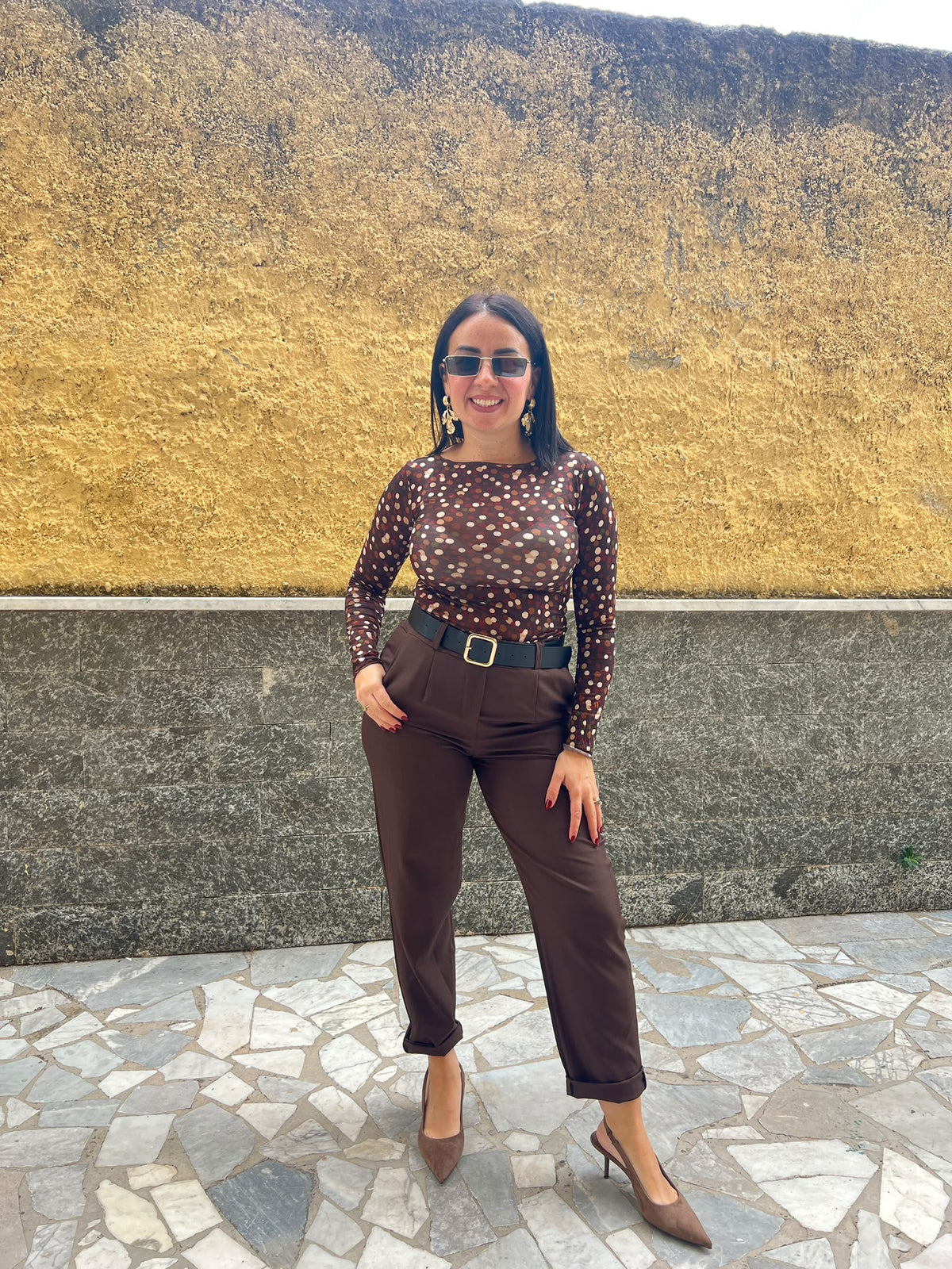 Pantaloni Giulia Marrone 55671