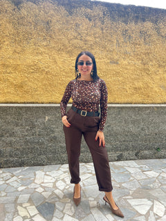 Pantaloni Giulia Marrone 55671