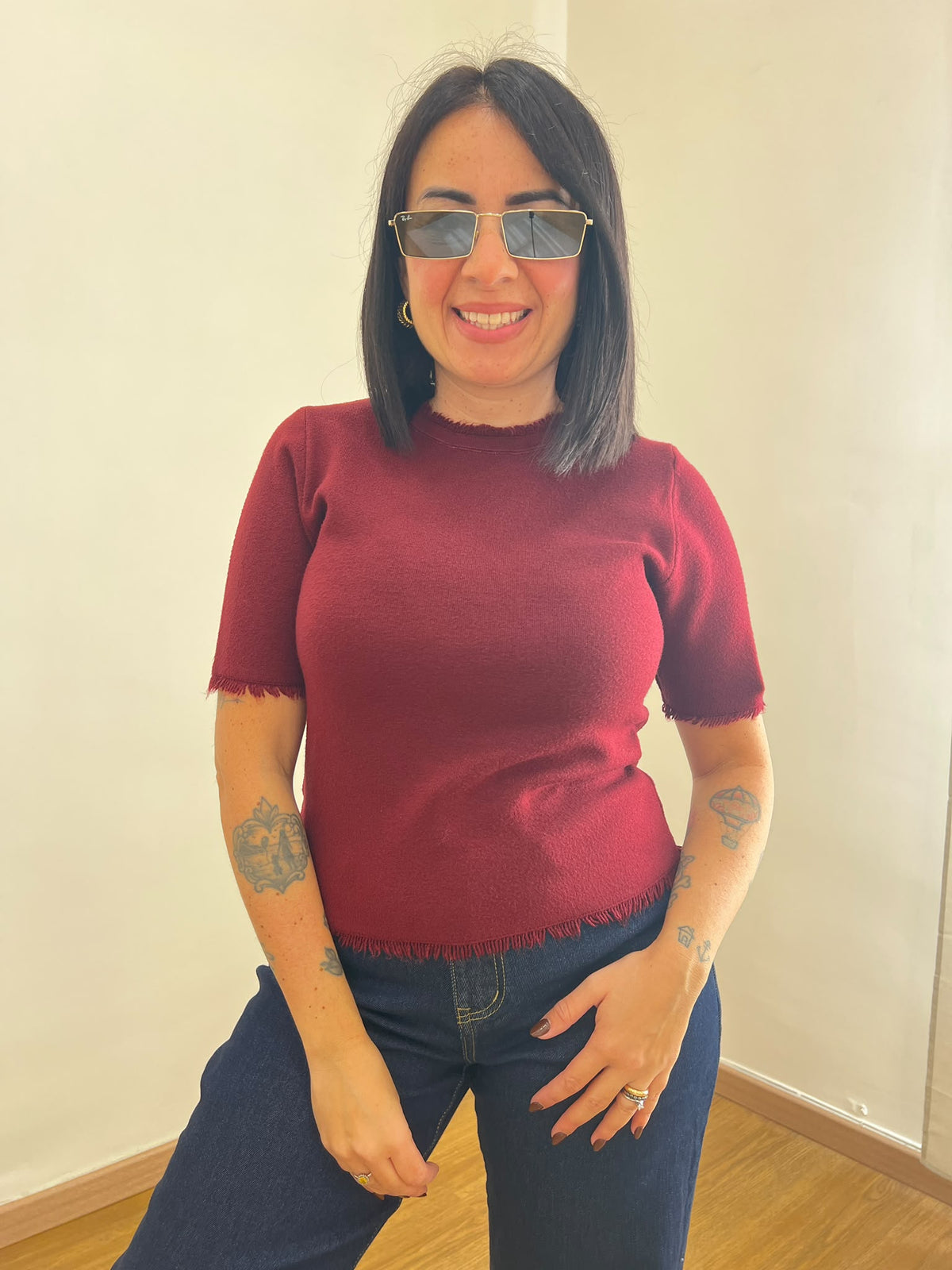 Pull Frange Bordeaux  42512