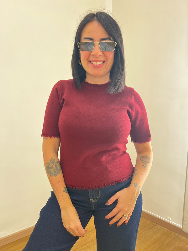 Pull Frange Bordeaux  42512