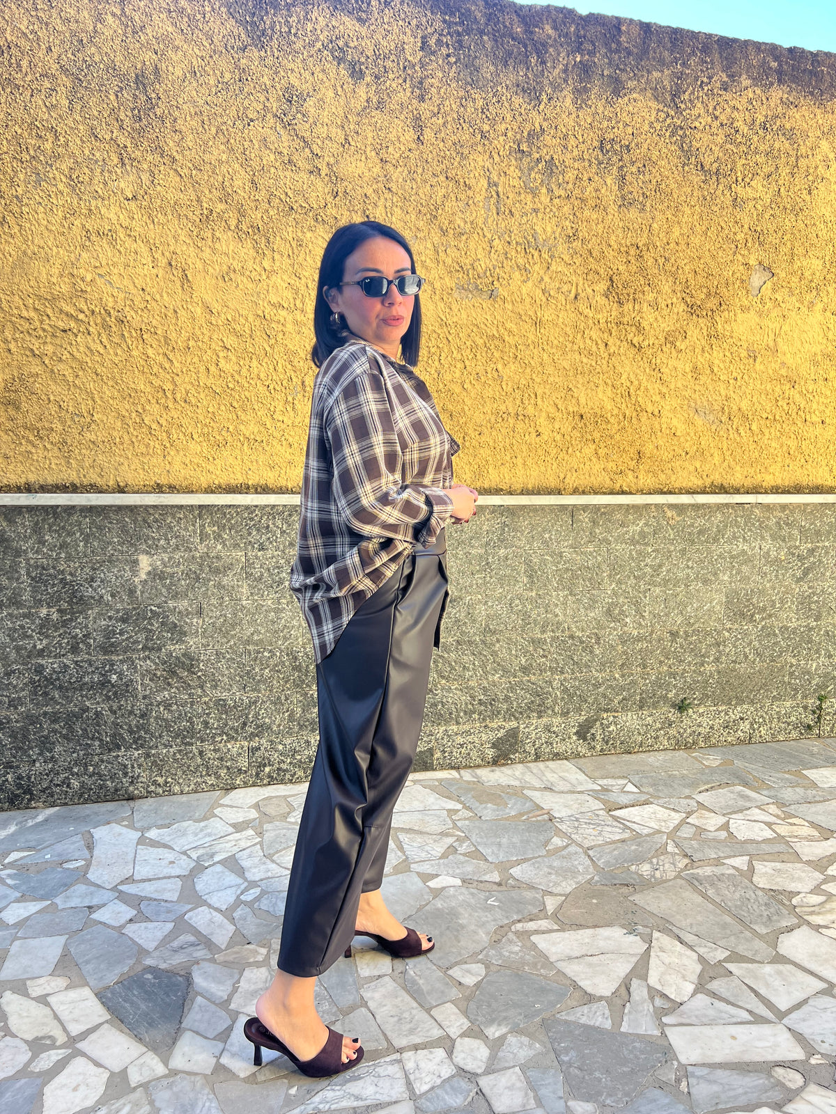 Pantaloni ecopelle Marroni 91098