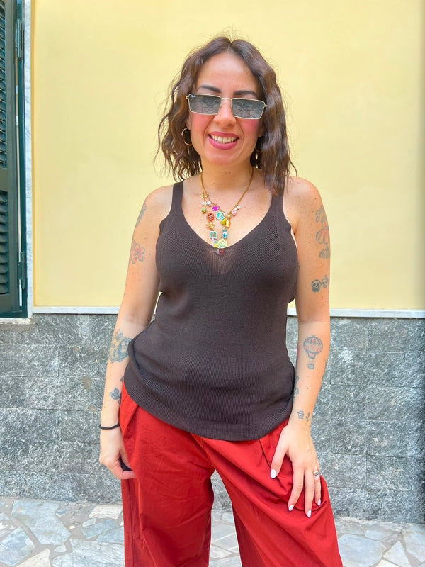 Canotta Filo Marrone