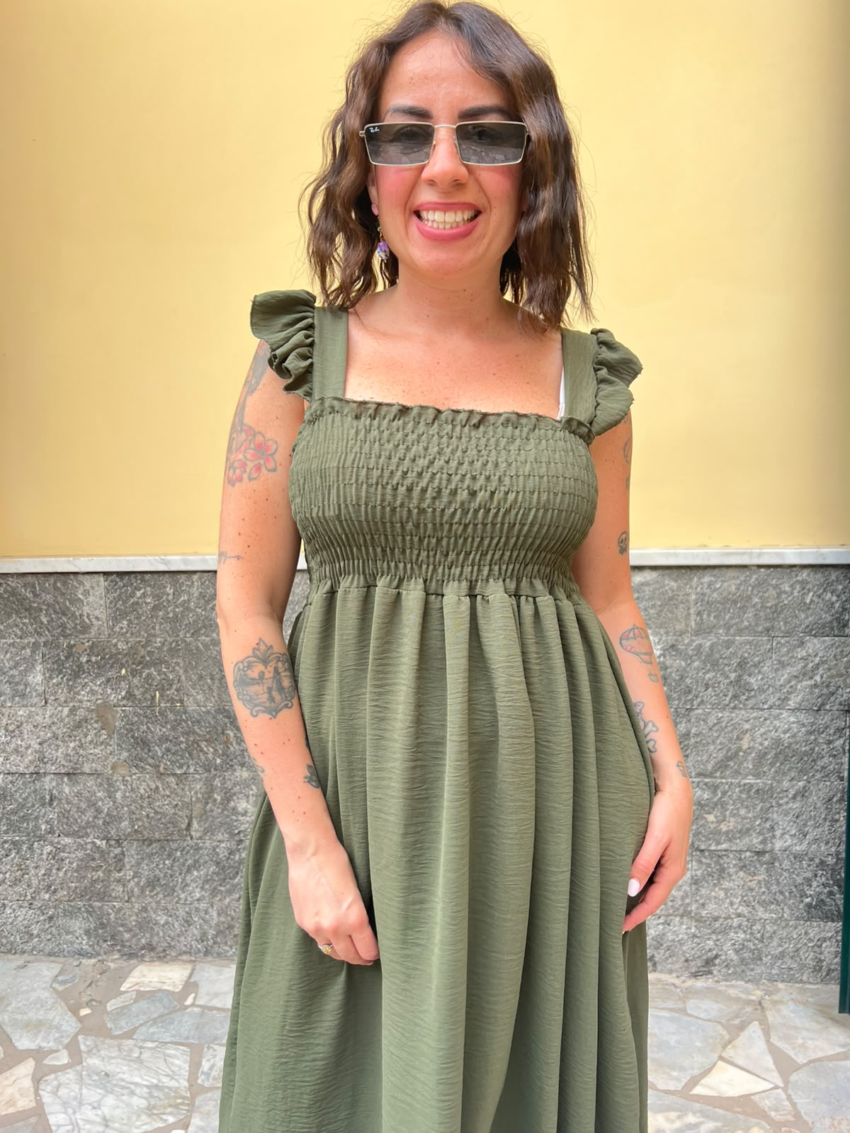 Abito Fru Fru Verde Militare