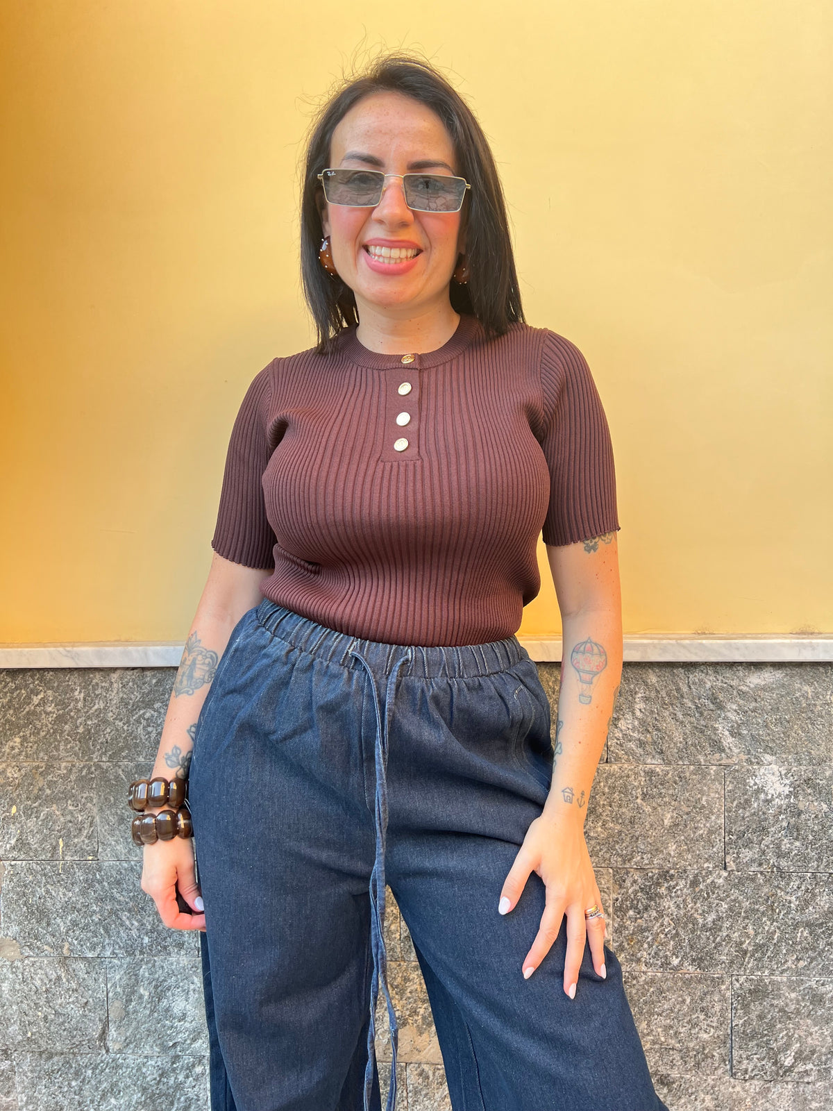 Maglia Filo Bottoni Oro