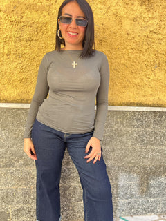 Maglia Misto Cashmere Grigia 5610