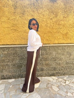 Pantaloni riga Marrone